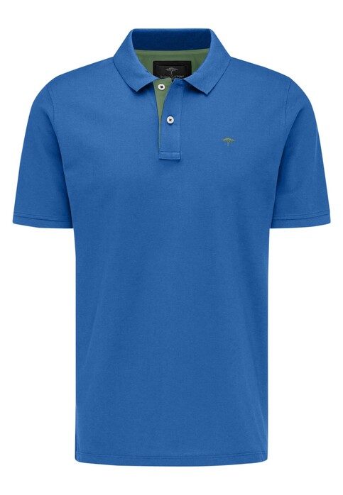 Fynch-Hatton Subtle Modern Contrast Logo Uni Poloshirt Bright Ocean