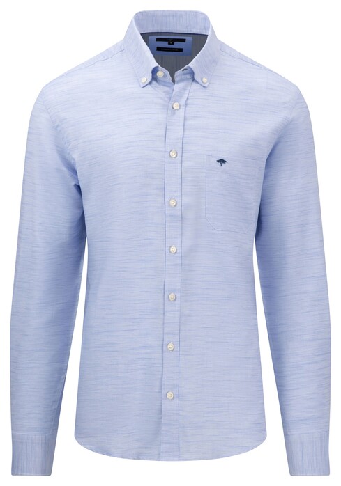 Fynch-Hatton Subtle Stripe Flame Button Down Overhemd Crystal Blue