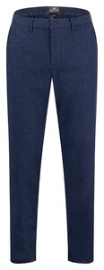 Fynch-Hatton Subtle Structure Cotton Linnen Stretch Flat-Front Broek Dark Navy