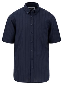Fynch-Hatton Subtle Structure Short Sleeve Button-Down Overhemd Navy