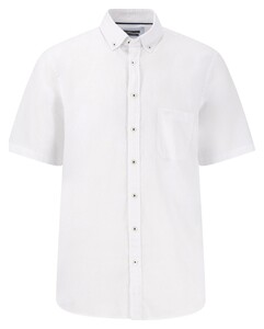 Fynch-Hatton Subtle Structure Short Sleeve Button-Down Overhemd Wit