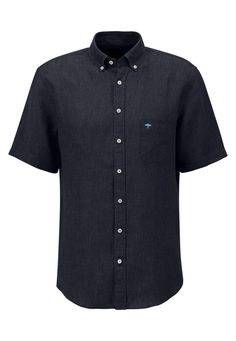 Fynch-Hatton Summer Linen Button Down Shirt Navy