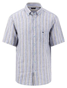Fynch-Hatton Summer Linen Multi Stripe Shirt Vibrant Blue