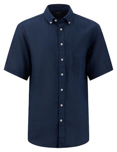 Fynch-Hatton Summer Linnen Button-Down Collar Overhemd Navy