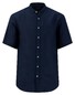 Fynch-Hatton Summer Linnen Stand-Up Collar Uni Color Overhemd Navy