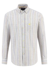 Fynch-Hatton Summer Stripes Button Down Supersoft Cotton Overhemd Soft Sun-Multi