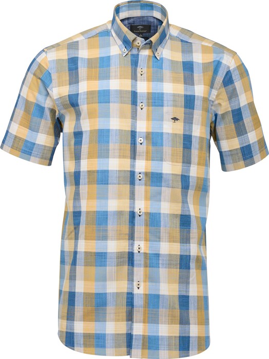 Fynch-Hatton Summer Structure Big Check Button Down Shirt Sunlight-Blue