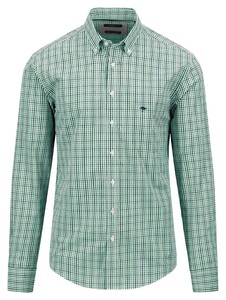 Fynch-Hatton Superfine Cotton Combi Check Overhemd Grasgroen