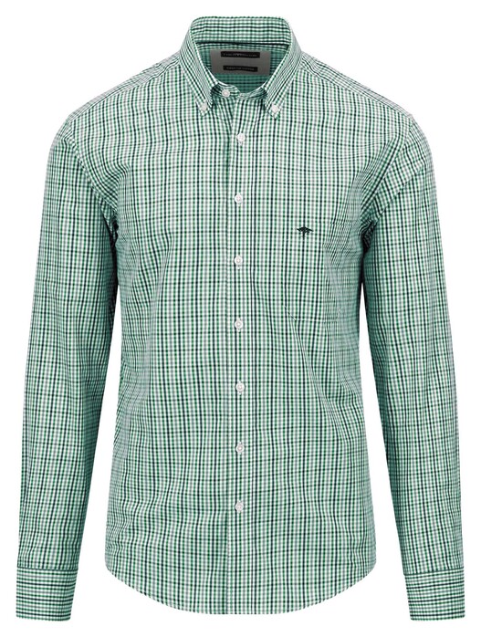 Fynch-Hatton Superfine Cotton Combi Check Overhemd Grasgroen