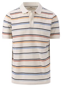 Fynch-Hatton Supima Cotton Multicolor Stripe Poloshirt Off White