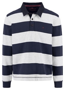 Fynch-Hatton Sweat Rugby Striped Polo Collar Trui Navy