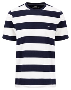 Fynch-Hatton T-Shirt Striped Heavy Cotton Crew Neck Navy