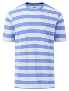 Fynch-Hatton Tee Crew Neck Slub Striped T-Shirt Crystal Blue