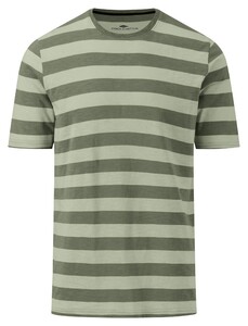 Fynch-Hatton Tee Crew Neck Slub Striped T-Shirt Dusty Olive
