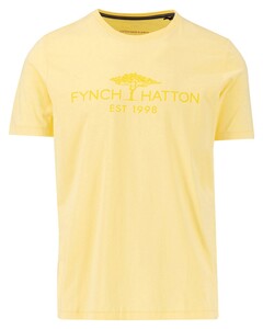 Fynch-Hatton Tone-on-Tone Logo Crew Neck T-Shirt Pale Yellow