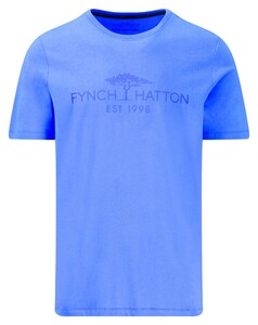 Fynch-Hatton Tone-on-Tone Logo Crew Neck T-Shirt Strong Blue