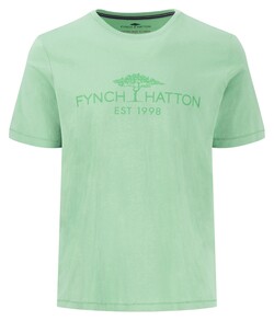 Fynch-Hatton Tone-on-Tone Logo Crew Neck T-Shirt Turf Green