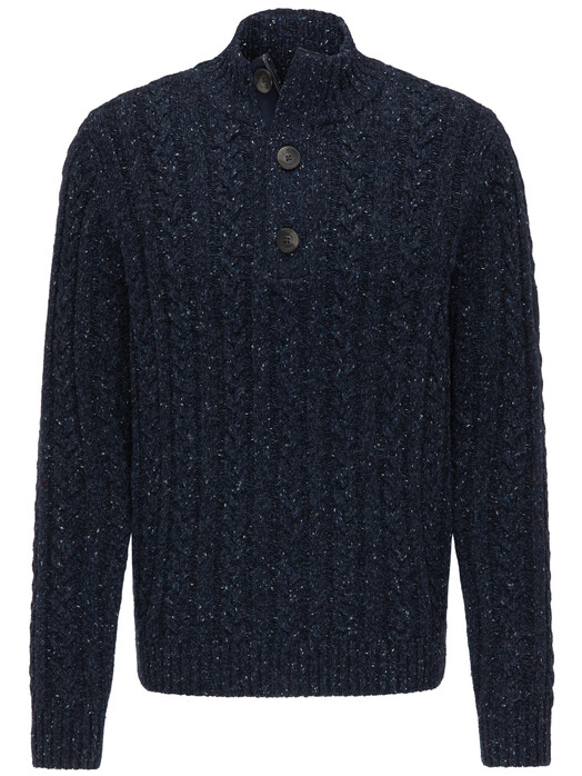 Fynch-Hatton Troyer Button Cable Pullover Sapphire