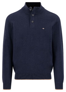 Fynch-Hatton Troyer Button Subtle Tipping Superfine Cotton Trui Navy