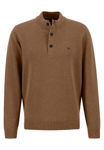 Fynch-Hatton Troyer Buttons Cotton Wool Pullover Walnut Brown