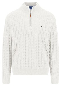 Fynch-Hatton Troyer Zip Cotton Cable Knit Trui New Off White