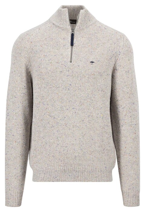 Fynch-Hatton Troyer Zip Donegal Pullover Winter White