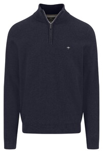 Fynch-Hatton Troyer Zip Faux-Uni Fine Texture Trui Navy