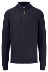 Fynch-Hatton Troyer Zip Fine Texture Trui Navy