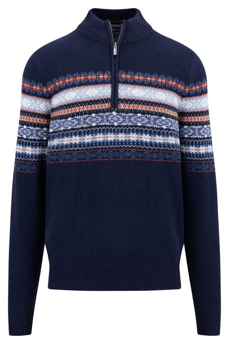 Fynch-Hatton Troyer Zip Jacquard Pullover Navy