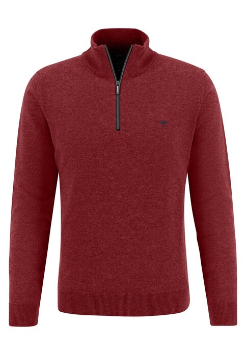 Fynch-Hatton Troyer Zip Lambswool Elbow Patches Trui Scarlet