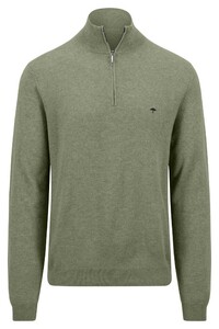 Fynch-Hatton Troyer-Zip Merino Cashmere Pullover Light Khaki