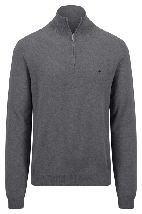 Fynch-Hatton Troyer-Zip Merino Cashmere Pullover Steel