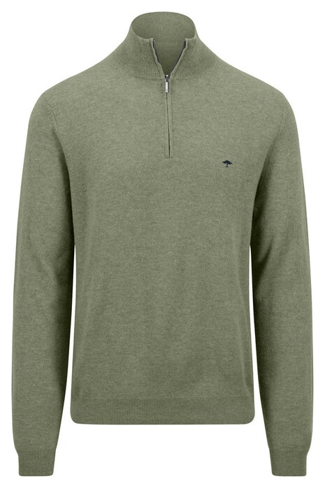 Fynch-Hatton Troyer-Zip Merino Cashmere Trui Light Khaki