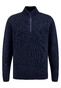 Fynch-Hatton Troyer Zip Merino Wool Blend Donegal Knit Pullover Navy