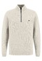 Fynch-Hatton Troyer Zip Merino Wool Blend Donegal Knit Pullover Off White