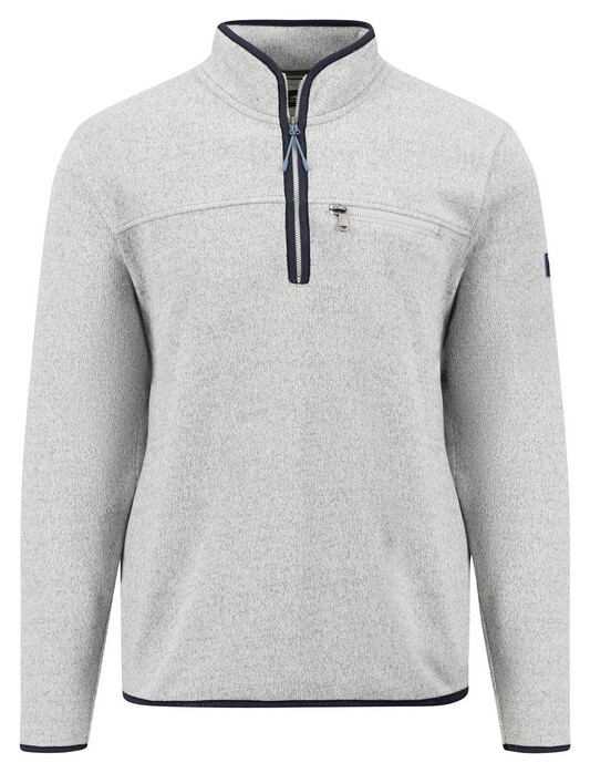 Fynch-Hatton Troyer Zip Polar Fleece Contrast Details Pullover Light Grey