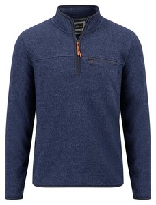 Fynch-Hatton Troyer Zip Polar Fleece Contrast Details Pullover Navy