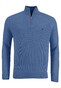Fynch-Hatton Troyer Zip Structure Knit Pullover Mid Blue