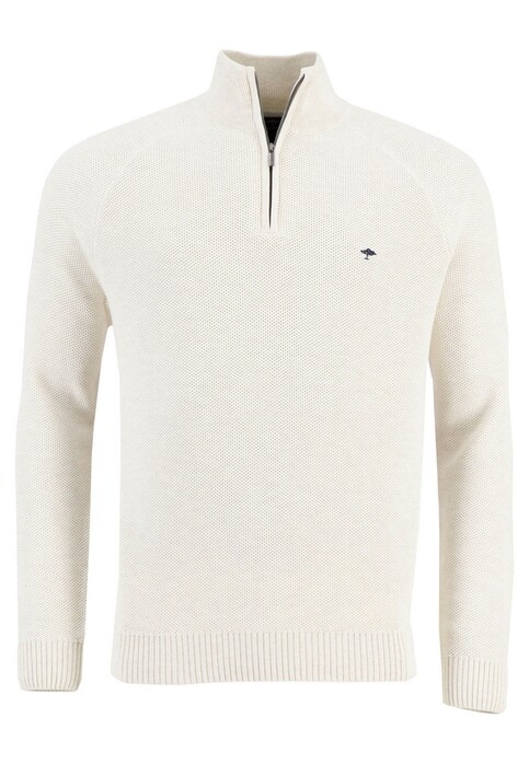 Fynch-Hatton Troyer Zip Structure Knit Pullover Off White