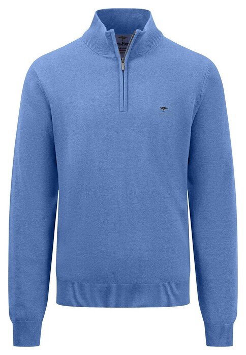 Fynch-Hatton Troyer Zip Superfine Cotton Knit Pullover Crystal Blue