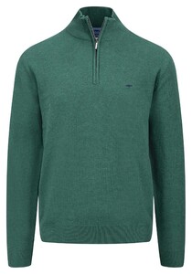 Fynch-Hatton Troyer-Zip Superfine Cotton Pullover Dark Emerald