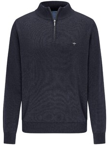 Fynch-Hatton Troyer Zip Superfine Cotton Pullover Navy