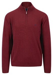 Fynch-Hatton Troyer-Zip Superfine Cotton Pullover Ruby Red