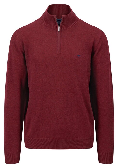 Fynch-Hatton Troyer-Zip Superfine Cotton Pullover Ruby Red