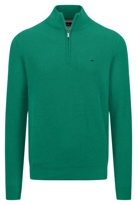 Fynch-Hatton Troyer Zip Uni Color Structure Pullover Grass Green