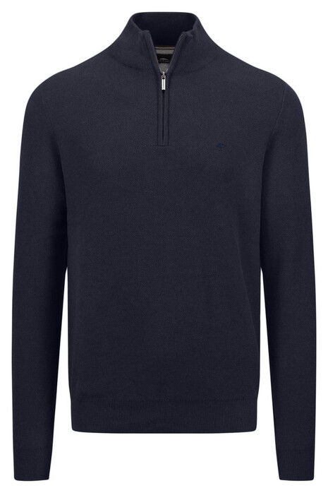 Fynch-Hatton Troyer Zip Uni Color Structure Pullover Navy