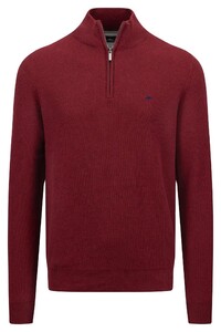 Fynch-Hatton Troyer Zip Uni Color Structure Pullover Ruby Red