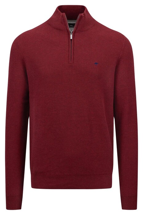 Fynch-Hatton Troyer Zip Uni Color Structure Pullover Ruby Red