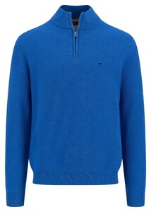 Fynch-Hatton Troyer Zip Uni Color Structure Pullover Strong Blue