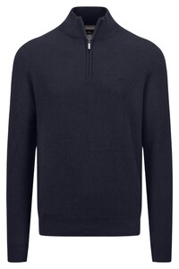 Fynch-Hatton Troyer Zip Uni Color Structure Trui Navy